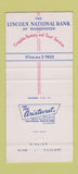 Matchbook Cover - Lincoln National Bank Washington DC 30 Strike