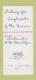 Matchbook Cover - Fidelity Baltimore National Bank MD Christmas 30 Strike