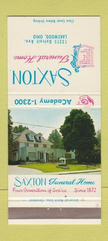 Matchbook Cover - Saxton Funeral Home Lakewood OH 30 Strike