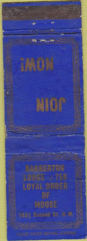 Matchbook Cover - Matchbook Cover Moose Lodge Barberton OH WORN
