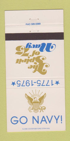 Matchbook Cover - Go Navy Spirit of 75 military 30 Strike