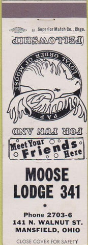 Matchbook Cover - Matchbook Cover Moose Lodge Mansfield OH