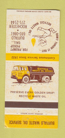 Matchbook Cover - Buffalo Waste Oil Service Rochester Buffalo NY WEAR 30 Strike