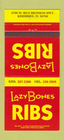 Matchbook Cover - Lazy Bones Ribs Kissimmee FL 30 Strike
