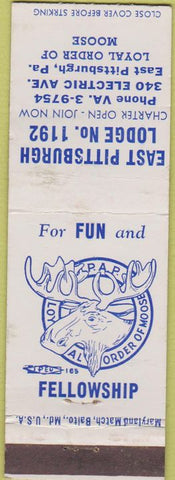Matchbook Cover - Matchbook Cover Moose Lodge East Pittsburgh PA