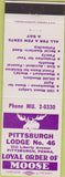 Matchbook Cover - Matchbook Cover Moose Lodge Pittsburgh PA