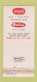 Matchbook Cover - Jenos Pizza Pizza Rolls Duluth MN WEAR 30 Strike