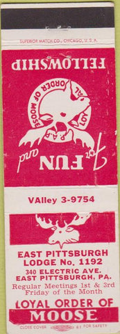 Matchbook Cover - Matchbook Cover Moose Lodge East Pittsburgh PA