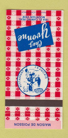 Matchbook Cover - Chez Yvonne Mountain View CA 30 Strike