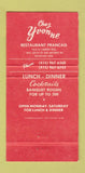 Matchbook Cover - Chez Yvonne Mountain View CA 30 Strike