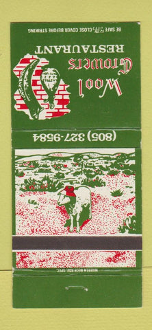 Matchbook Cover - Wool Growers Restaurant Bakersfield CA 30 Strike