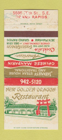 Matchbook Cover - New Golden Dragon Restaurant Grand Rapids MI WORN 30 Strike