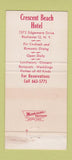 Matchbook Cover - Crescent Beach Hotel Rochester NY 30 Strike