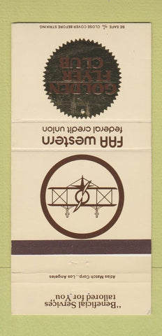 Matchbook Cover - FAA Western Credit Union Los Angeles CA 30 Strike