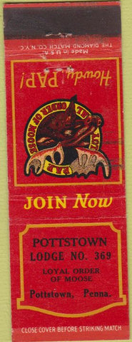 Matchbook Cover - Matchbook Cover Moose Lodge Pottsown PA