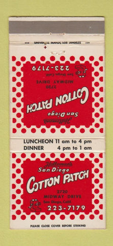 Matchbook Cover - Halleman's Cotton Patch San Diego CA 30 Strike