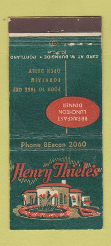Matchbook Cover - Henry Thiele's Restaurant Portland OR WEAR 21 Strike Feature