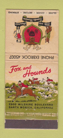 Matchbook Cover - Fox and Hounds Santa Monica CA WEAR 30 Stick