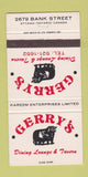 Matchbook Cover - Gerry's Restaurant Tavern Ottawa ON 30 Strike