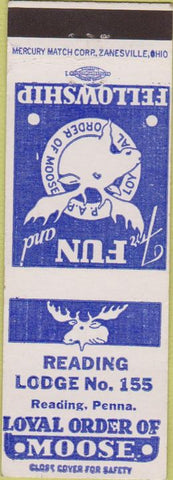 Matchbook Cover - Matchbook Cover Moose Lodge Reading PA