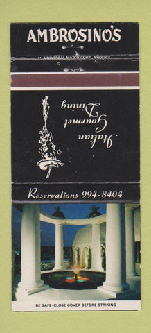 Matchbook Cover - Ambrosino's Restaurant Italian Scottsdale AZ 30 Strike