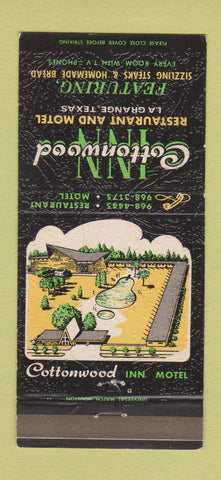 Matchbook Cover - Cottonwood Inn Motel Restaurant La Grange TX 30 Strike