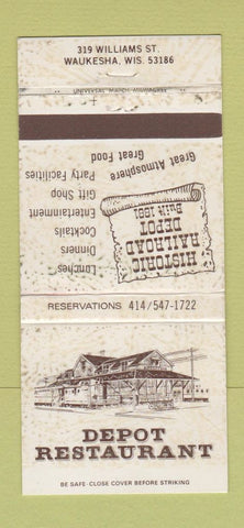 Matchbook Cover - Depot Restaurant Waukesha WI WEAR 30 Strike