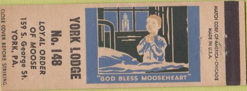Matchbook Cover - Matchbook Cover Moose Lodge York PA