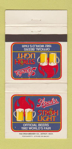 Matchbook Cover - Stroh's Beer Light 1982 World's Fair Knoxville TN 30 Strike