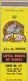 Matchbook Cover - Matchbook Cover Moose Lodge Frederick MD