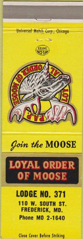 Matchbook Cover - Matchbook Cover Moose Lodge Frederick MD