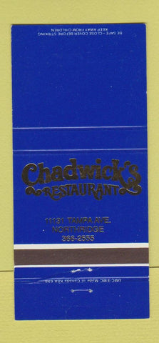 Matchbook Cover - Chadwick's Restaurant Northridge CA 30 Strike