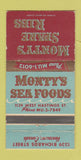 Matchbook Cover - Monty's Spare Ribs Seafood Vancouver BC WORN 30 Strike