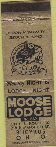 Matchbook Cover - Matchbook Cover Moose Lodge Bucyrus OH