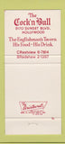 Matchbook Cover - Cock n Bull Hollywood CA restaurant 30 Strike