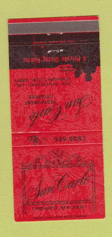 Matchbook Cover - San Carlo Restaurant Lyndhurst NJ 30 Strike