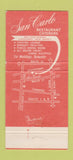 Matchbook Cover - San Carlo Restaurant Lyndhurst NJ 30 Strike