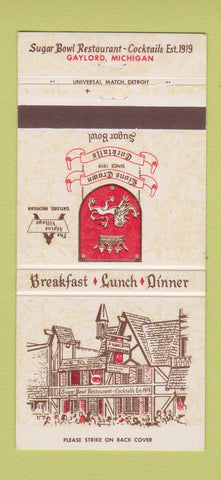 Matchbook Cover - Sugar Bowl Restaurant Gaylord MI 30 Strike