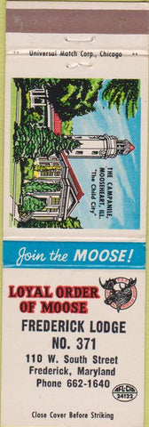 Matchbook Cover - Matchbook Cover Moose Lodge Frederick MD