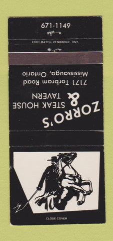Matchbook Cover - Zorro's Steak House Mississauga ON 30 Strike