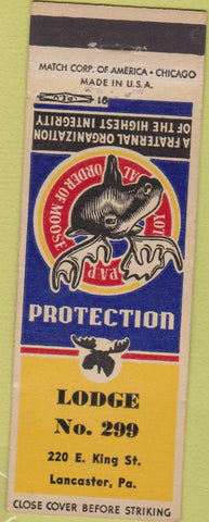 Matchbook Cover - Matchbook Cover Moose Lodge Lancaster PA