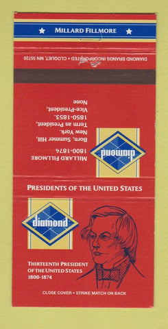Matchbook Cover - Diamond Presidents Millard Fillmore 30 Strike