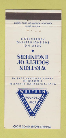 Matchbook Cover - Western Society of Engineers Chicago IL 30 Strike