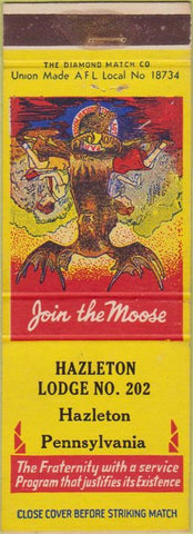 Matchbook Cover - Matchbook Cover Moose Lodge Hazleton PA