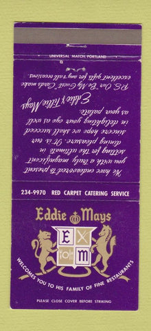 Matchbook Cover Eddie Mays Restaurant Portland Beaverton Salem OR Reno 30 Strike