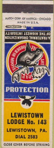 Matchbook Cover - Matchbook Cover Moose Lodge Lewiston PA