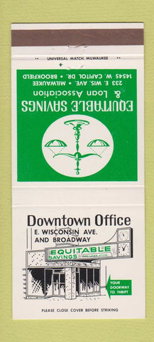 Matchbook Cover - Equitable Savings and Loan Milwaukee Brookfield WI 30 Strike