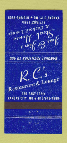 Matchbook Cover - RC's Restaurant Kansas City MO Steak 30 Strike