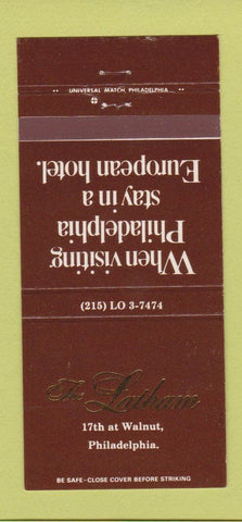 Matchbook Cover - The Latham Hotel Philadelphia PA 30 Strike
