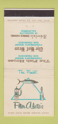 Matchbook Cover - Peter Alioto's Restaurant San Francisco Sausalito CA 30 Strike